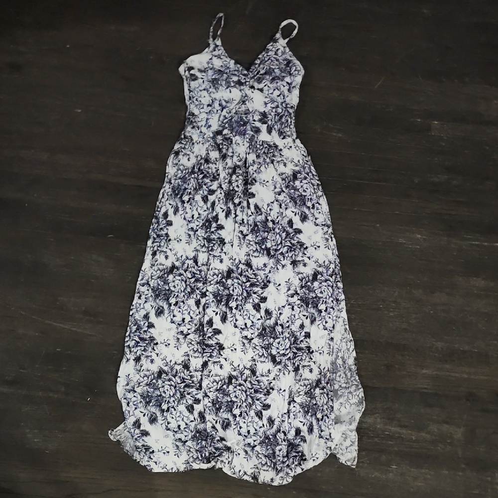 Angie Floral Maxi Dress in Black and White
